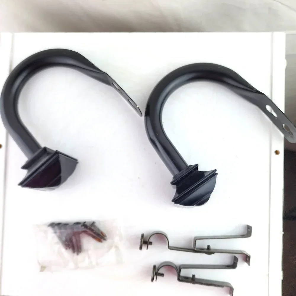 Set of Two Black Holdbacks Curtain Brackets